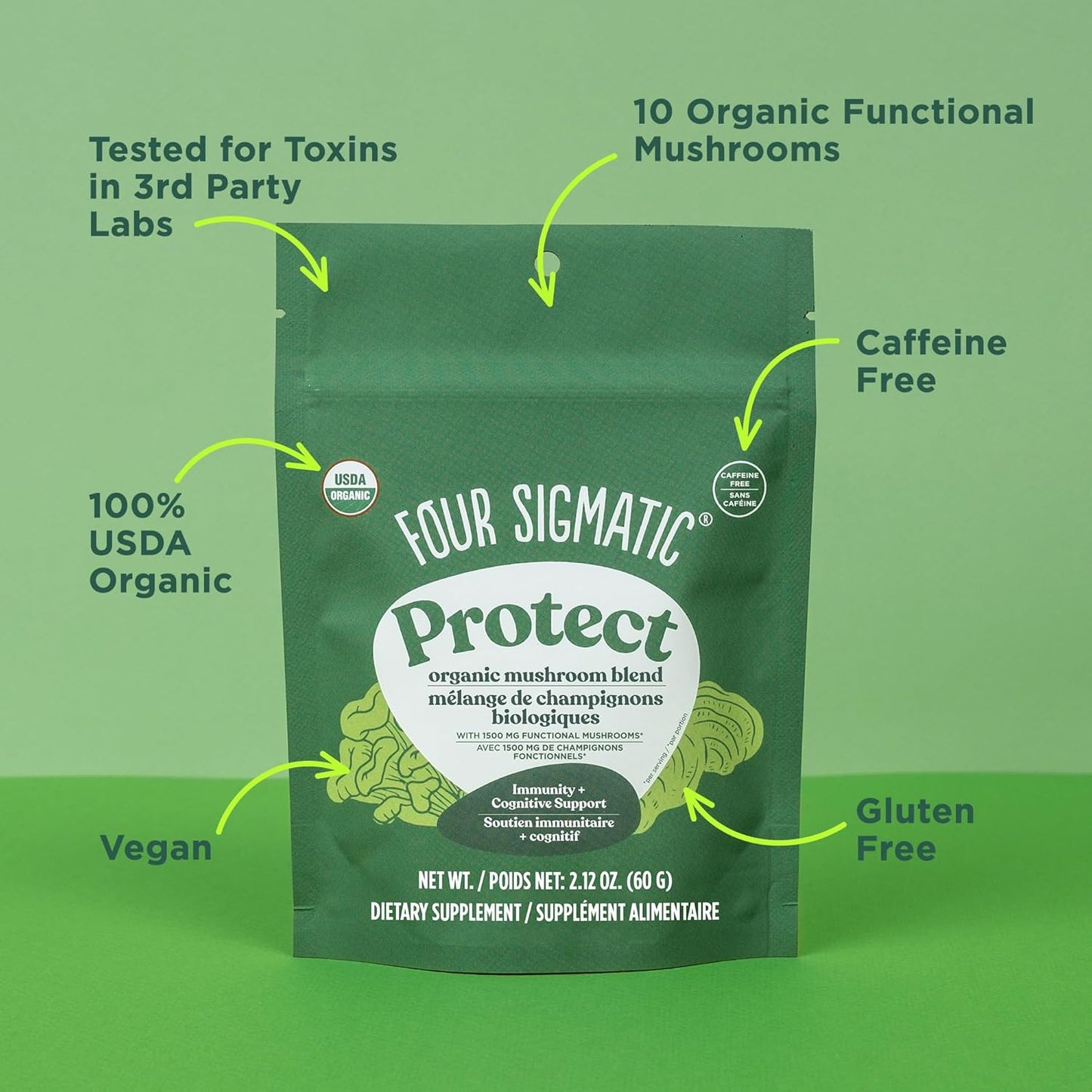 Four Sigmatic Mushroom Blend Defend Mix | Organic Mushroom Powder Complex with Lion’s Mane, Cordyceps, Chaga, Reishi and More | Natural Immune Support Supplement | Vegan, Gluten-Free | 30 Servings