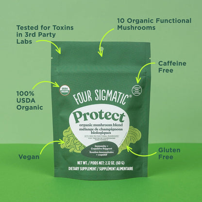 Four Sigmatic Mushroom Blend Defend Mix | Organic Mushroom Powder Complex with Lion’s Mane, Cordyceps, Chaga, Reishi and More | Natural Immune Support Supplement | Vegan, Gluten-Free | 30 Servings