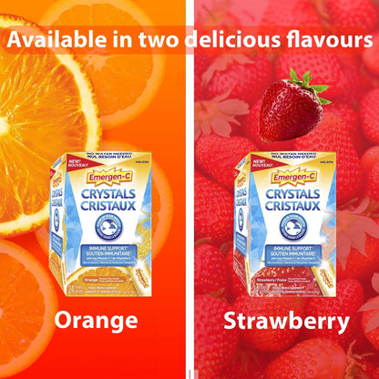 Emergen-C Crystals 便携式免疫支持补充剂，含维生素 C、锌、B 族维生素和锰，橙味，24 包