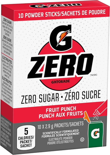 佳得樂零度電解質粉棒 - 水果賓治，零糖補水飲料混合物，10 包 - 隨時隨地快速運動補水的電解質