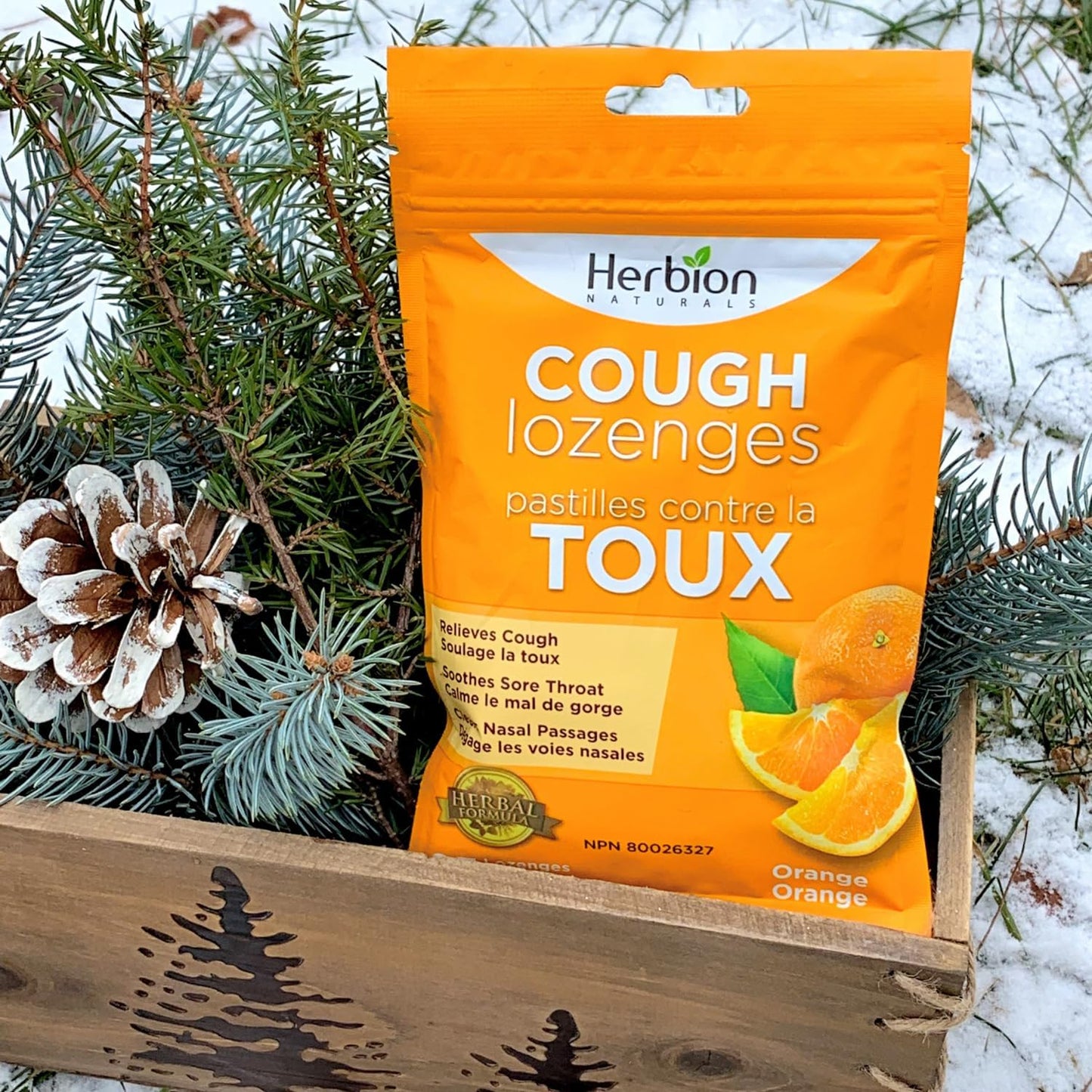 Herbion Naturals 天然橙味止咳糖，25 粒 - 缓解咳嗽、清除鼻塞、舒缓咽喉痛；适用于成人和 12 岁及以上儿童