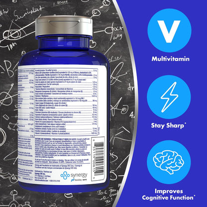 Focus Factor 大腦補充劑和完整複合維生素（150 粒），含鋅、鎂、維生素 B6、B12、D、假馬齒莧和 N-乙醯酪氨酸，支持認知功能和大腦健康