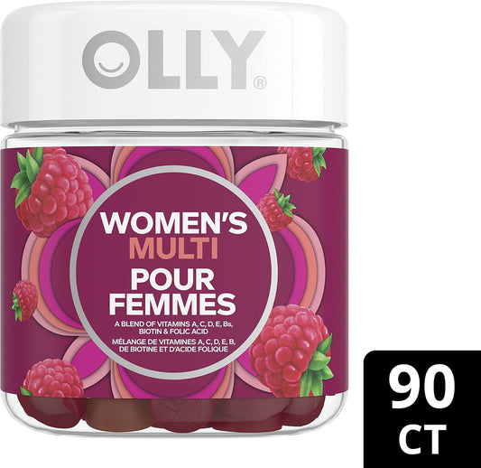 OLLY 女性多种软糖补充剂，不含人工香料和色素 Blissful Berry 多种维生素，有助于维持女性健康，45 天供应量，90 粒软糖