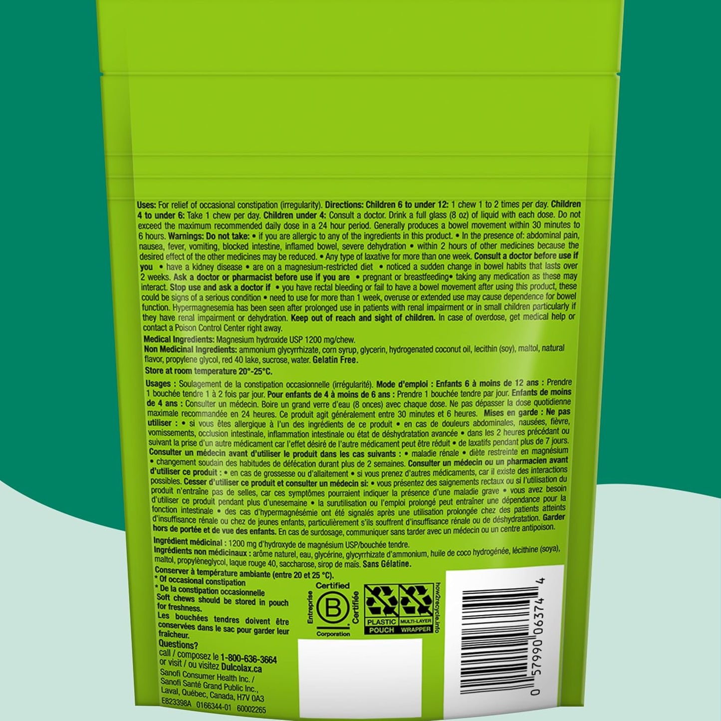 DulcoLax 儿童软糖，适用于 4 岁及以上儿童，温和缓解偶尔便秘，纯素，无刺激性，无麸质，野生浆果味，15 粒