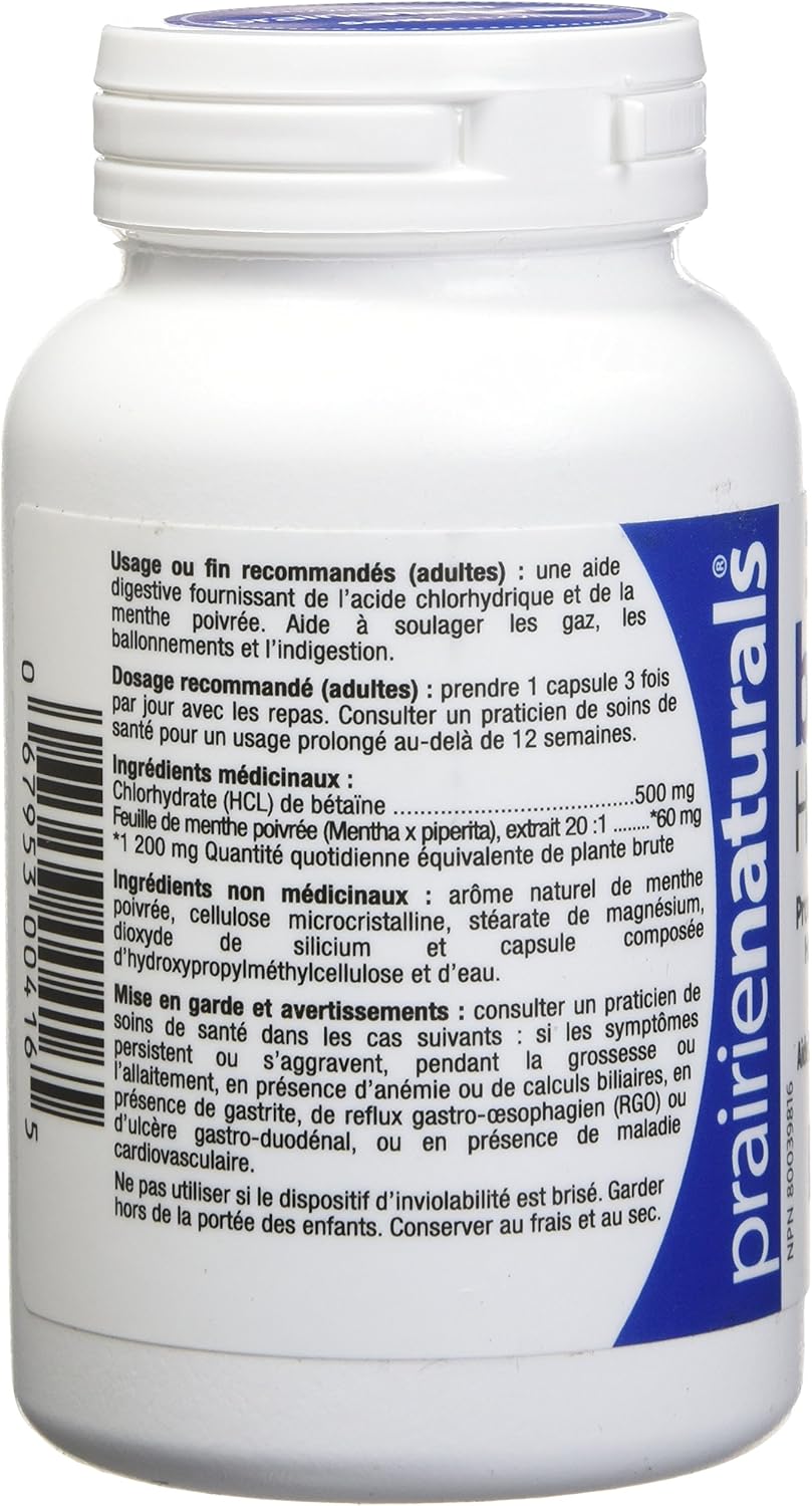 Prairie Naturals Betaine HCL 500mg VCaps - 60 Count