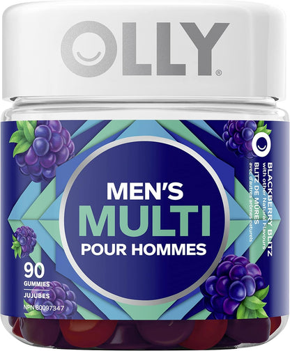 OLLY 强效睡眠软糖补充剂助眠黑莓禅混合褪黑激素和男士多种软糖补充剂，不含人工香料和色素