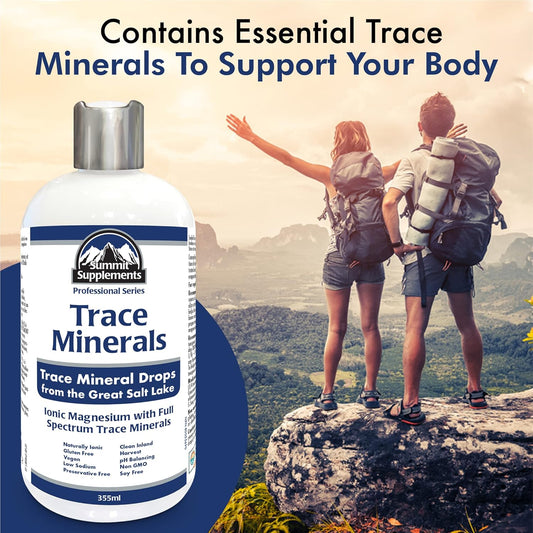 Trace Minerals Drops 355ml, 1145-Servings, Ionic Liquid Magnesium, Full Spectrum Trace Mineral, Vegan, Gluten, GMO-Free, Low Sodium, Hydration & Electrolyte Support, Proudly Canadian, Plastic Negative