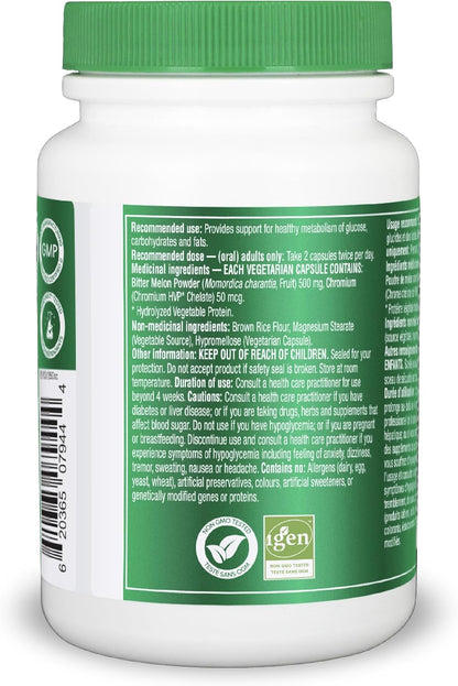 Organika 加拿大制造血糖控制加量装 - 铬和苦瓜，150 粒素食胶囊 血糖控制加量装 - 铬和苦瓜，150 粒素食胶囊