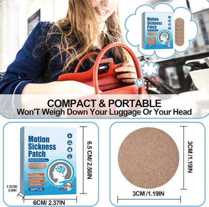 晕车贴 - 缓解头晕、眩晕和恶心 - 适用于游轮、汽车、游船和飞机旅行的晕车贴，36 片装耳后晕车贴，适用于成人和儿童