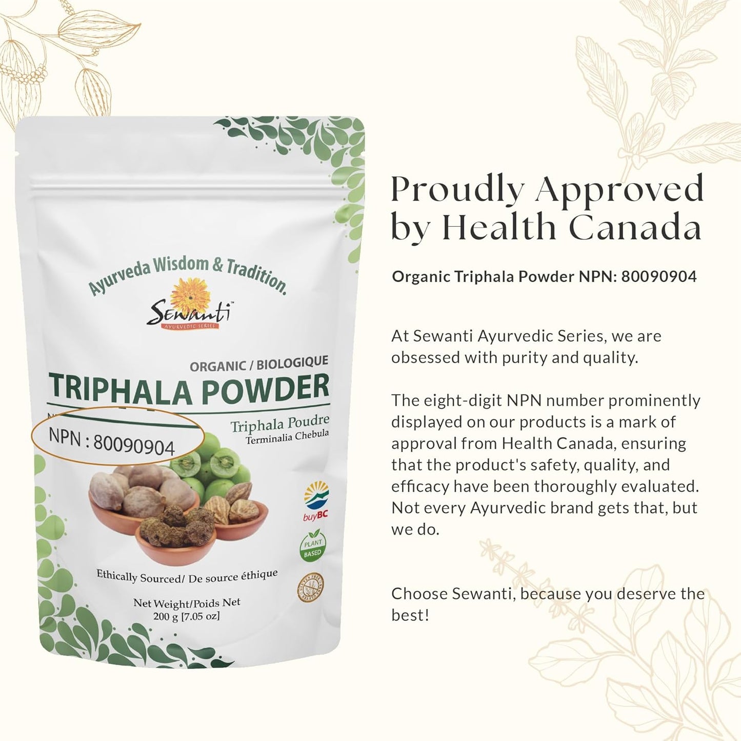 有机三果粉 200g/NPN 80090904/ Amalaki - 余甘子 Bibhitaki - Terminalia Bellirica Haritaki - Terminalia Chebula