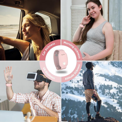 EmeTerm Fashion Pink FDA Cleared Relieve Nausea Electrode Stimulator Morning Sickness Motion Travel Sickness Vomit Relief Rechargeable No Gel Drug Free Wrist Bands Without Side Effects