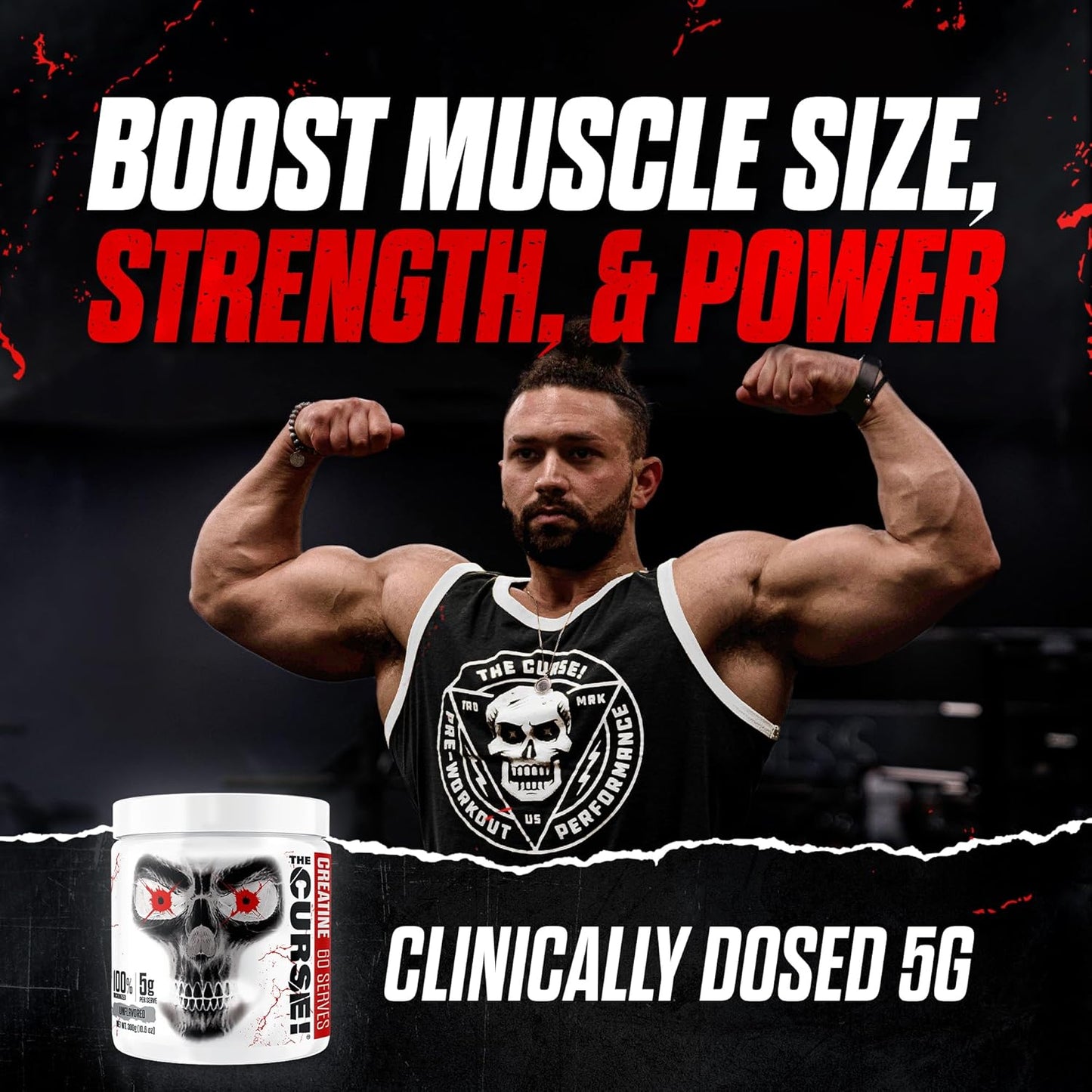 JNX SPORTS 詛咒！肌酸一水合物粉 60 份 | 每份含 5 克純微粉化肌酸 | 300 克 - 10.6 盎司