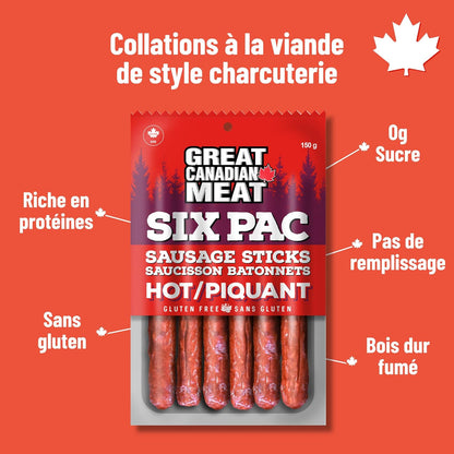 热熏香肠条 - 4 包，每包 4 x 150 克，Great Canadian Meat 出品，肉类零食，散装香肠条盒，适合肉食爱好者。零食之选，古饮食法，无麸质，高蛋白