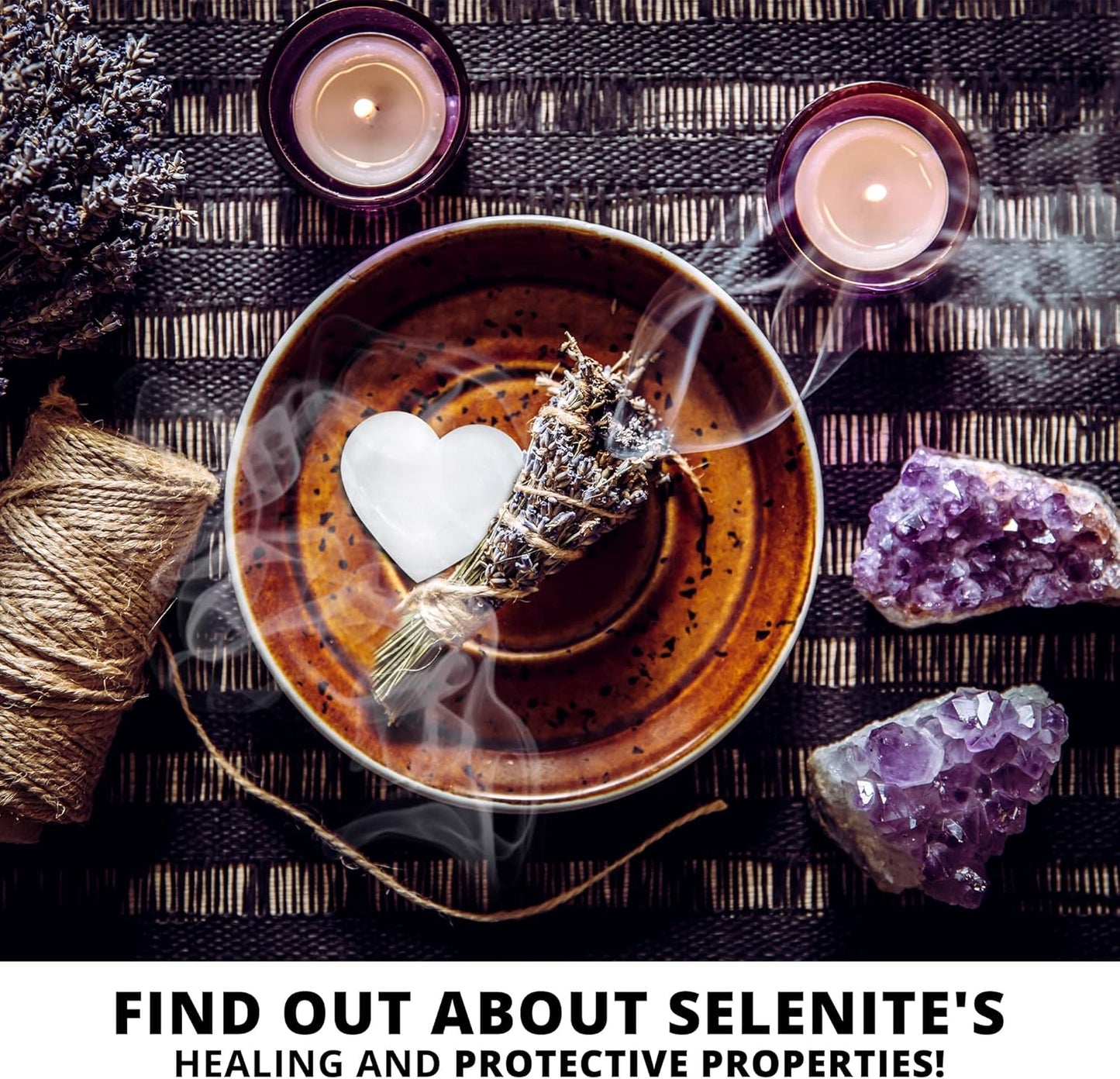 NORTHLANDZ 透石膏心忧掌石，高能量透石膏/缎纹石爱情掌石，用于清洁和保护，具有治愈和镇静作用