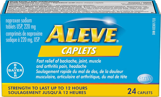 ALEVE Pain Relief Caplets, Up To 12-Hour Relief, Naproxen Sodium 220mg, 24 Caplets