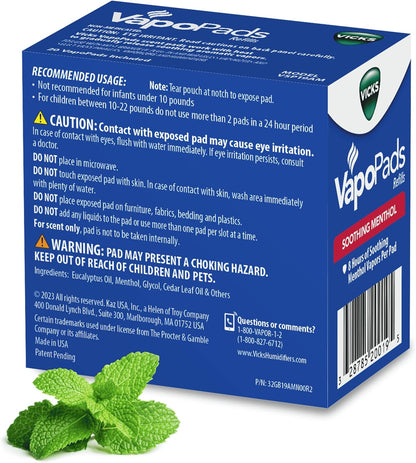 Vicks VapoPads 原装薄荷味 20 片补充装，白色，20 片