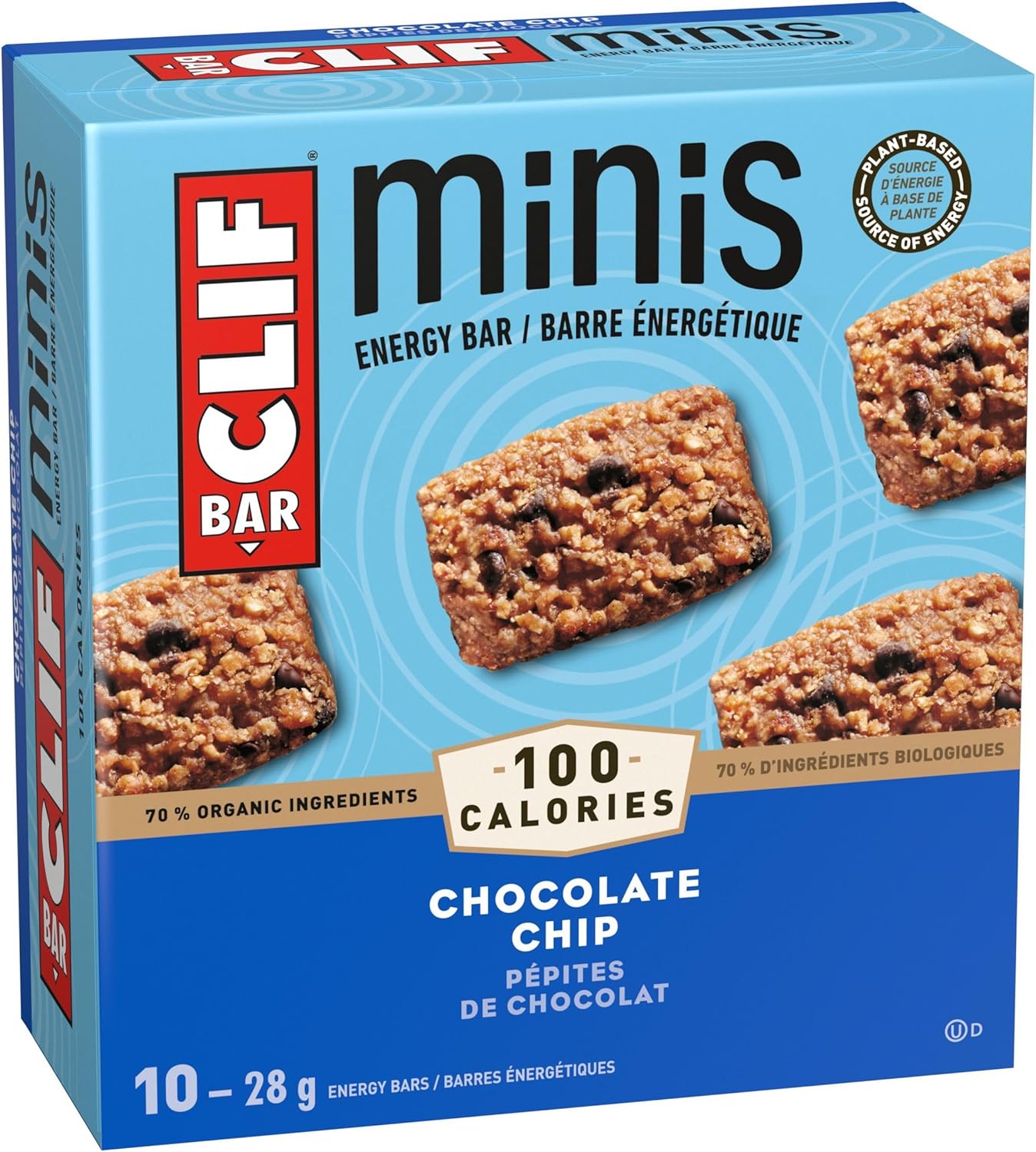 CLIF BAR，迷你巧克力碎能量棒，70% 有机成分，不含人工香料，28 克（10 包）