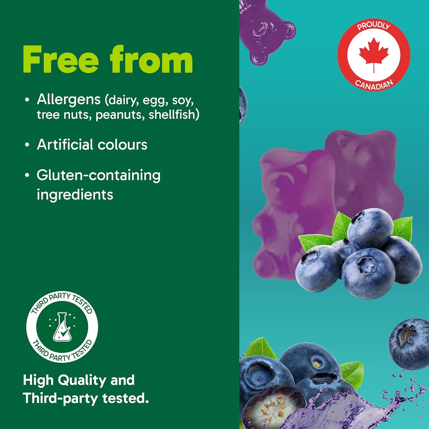 Organika 膠原蛋白軟糖 - 藍莓口味 - 每份含 2500 毫克膠原蛋白，另加生物素，有益於皮膚、頭髮和關節健康，牧場飼養的牛，不含麩質和乳製品，90 粒軟糖