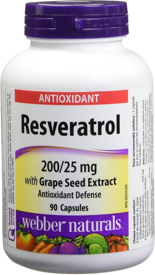Webber Naturals Resveratrol with Grape Seed Extract Caplet, 200/25mg & Omega-3 Fish Oil 1,000 mg, 210 Softgels, Supports Cardiovascular Health and Brain Function
