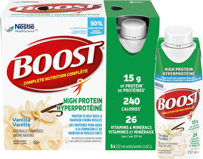 BOOST 高蛋白代餐饮料，香草味，237 毫升，6 包（4 包）& PLUS 全营养饮料，草莓味，24 x 237 毫升