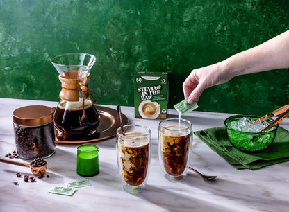 Stevia In The Raw - Zero-Calorie Natural Sweetener - Diabetic-Friendly, Gluten-Free, Kosher, Vegan - Ideal for Iced and Hot Coffee, Tea and Smoothies - 50 Packets