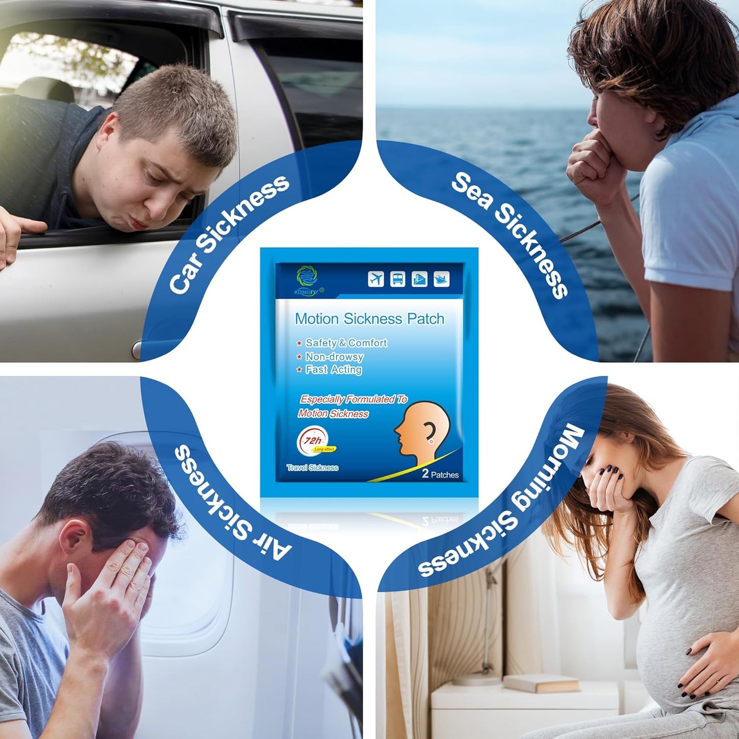 KONGDY 30片装晕车贴，适用于巡航、耳后晕船，不引起困倦