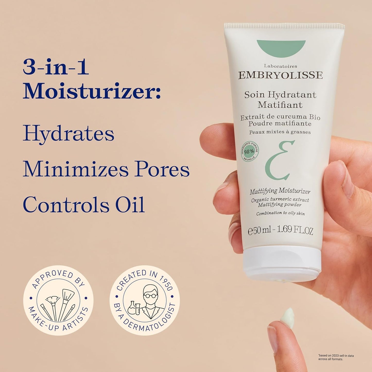 Embryolisse Mattifying Moisturizer – Lightweight Oil-Control Face Cream with Hydrating Glycerin – 50ml