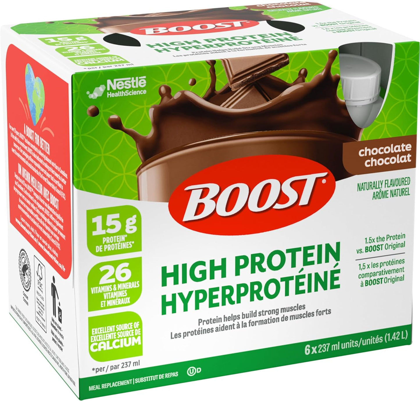 BOOST 高蛋白代餐饮料，巧克力味，24 x 237 毫升