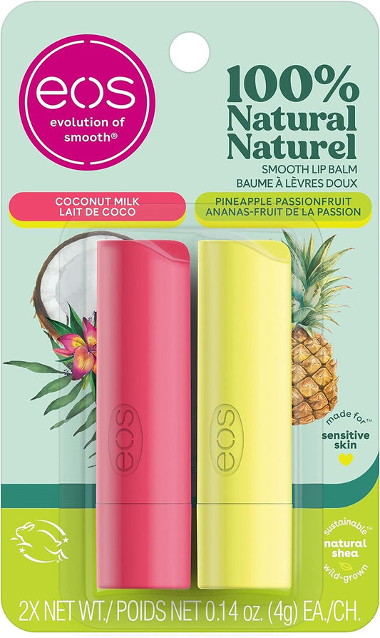 eos Super Soft Shea Lip Balm Sticks, Pineapple Passionfruit and Coconut Milk, 8g