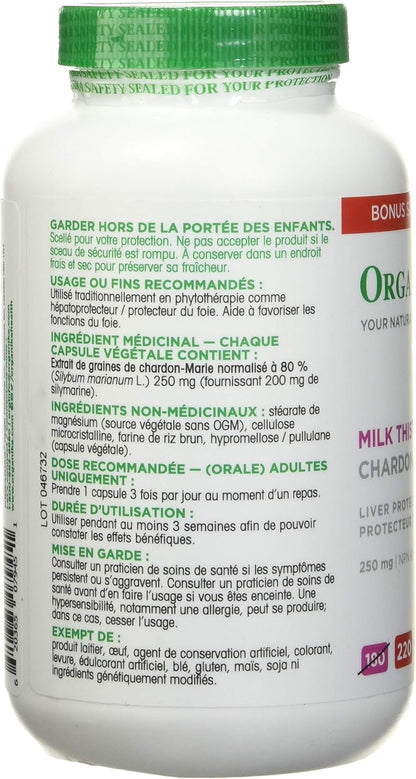 Organika Blood Sugar Control Bonus Size- Chromium and Bitter Melon, 150 vcaps & Milk Thistle 250 Mg Bonus Size 220 count- Liver Protectant From Silymarin Seed- 220vcaps
