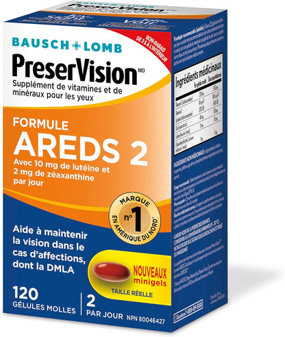 PreserVision AREDS 2 Eye Vitamin & Mineral Supplement, Contains Lutein, Vitamin C, Zeaxanthin, Zinc, Vitamin E, Eye Health Supplements for Adults, 120 Softgels