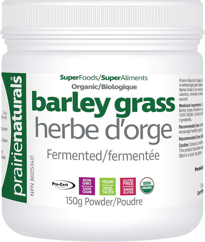 Prairie Naturals Organic Fermented Barley Grass Juice Powder - 150 Gram