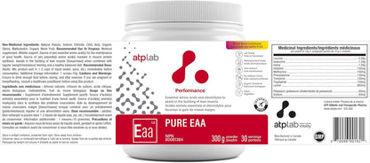 ATP LAB 纯 EAA 粉，300 克，30 份，浆果柠檬水口味 - 11 种 EAA 和电解质的完整混合物 - L-赖氨酸、L-蛋氨酸、色氨酸 - 锻炼支持和补水必需氨基酸