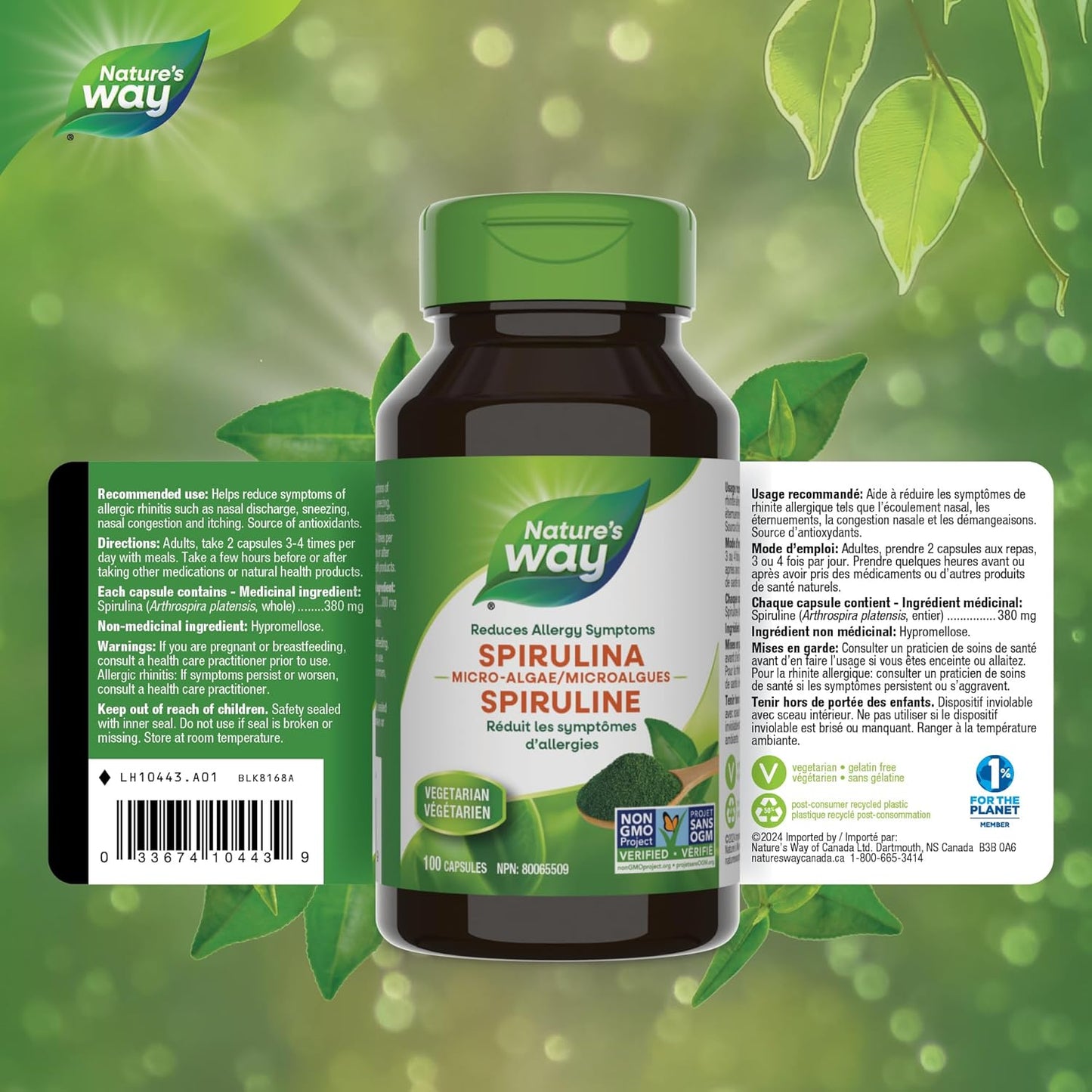 Nature's Way Spirulina, Micro-algae, Reduces Allergy Symptoms, 100 Vegetarian Capsules