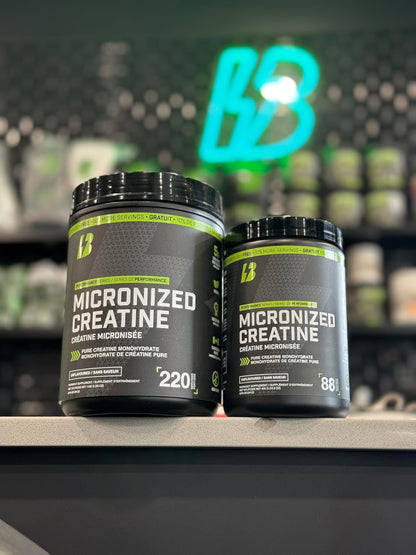 BULL Nutrition – 微粉化肌酸一水合物补充剂粉，用于促进肌肉生长、增强耐力和力量，从而提高运动表现 – 加拿大制造 – 220 份，1100 克 - 无味