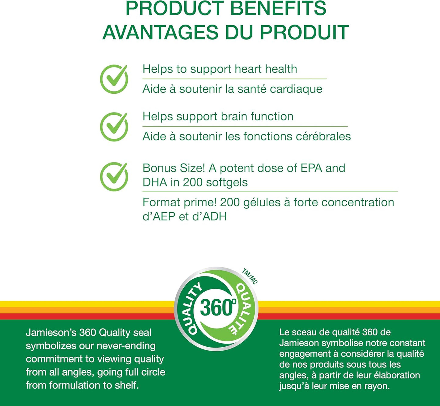 Jamieson Salmon and Fish Oil 1,000 mg Softgels, Bonus Size, Supports Heart and Brain Health. With Wild Salmon, EPA and DHA, Non-GMO, Gluten-Free, 200 Count, Proudly Canadian