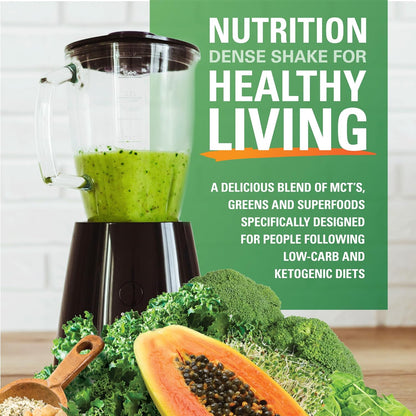 純素純酮綠葉蔬菜，含 MCT 和益生菌 - 香草味，15 種超級食物，22 種維生素，營養豐富的混合物，水果、綠葉蔬菜和蔬菜，0 克糖，無麩質 - 24 份