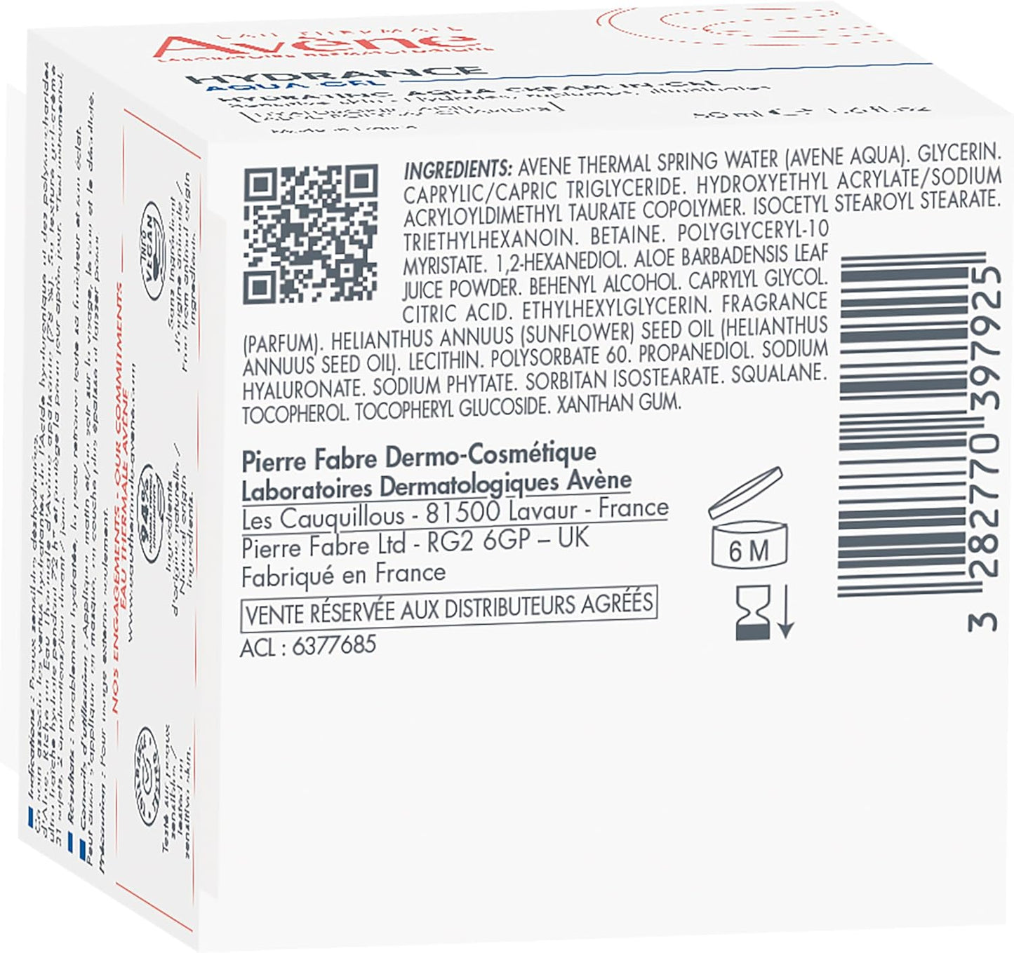 Eau Thermale Avène Hydrance Aqua Cream-In-Gel, 72 hours Hydration, For Sensitive and Dehydrated Skin, With Hyaluronic Acid and Aloe Vera, Ultra-Fresh Texture, 50 ml