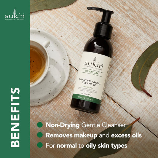 Sukin - Foaming Facial Cleanser Pump - Signature Range - Purifies Skin Without Stripping it of Natural Oils - For All Skin Types - 125 mL
