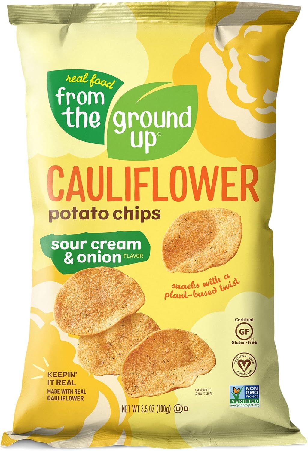 从头开始 - 花椰菜薯片 酸奶油洋葱味 12 x 3.5盎司