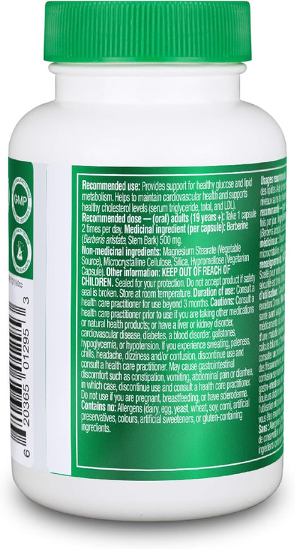 Organika 小檗碱 - 高效，支持胆固醇和葡萄糖代谢，有助于维持心血管健康 - 60粒胶囊