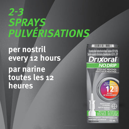 Drixoral 无滴漏清凉薄荷喷雾，清凉感，12 小时缓解，15 毫升
