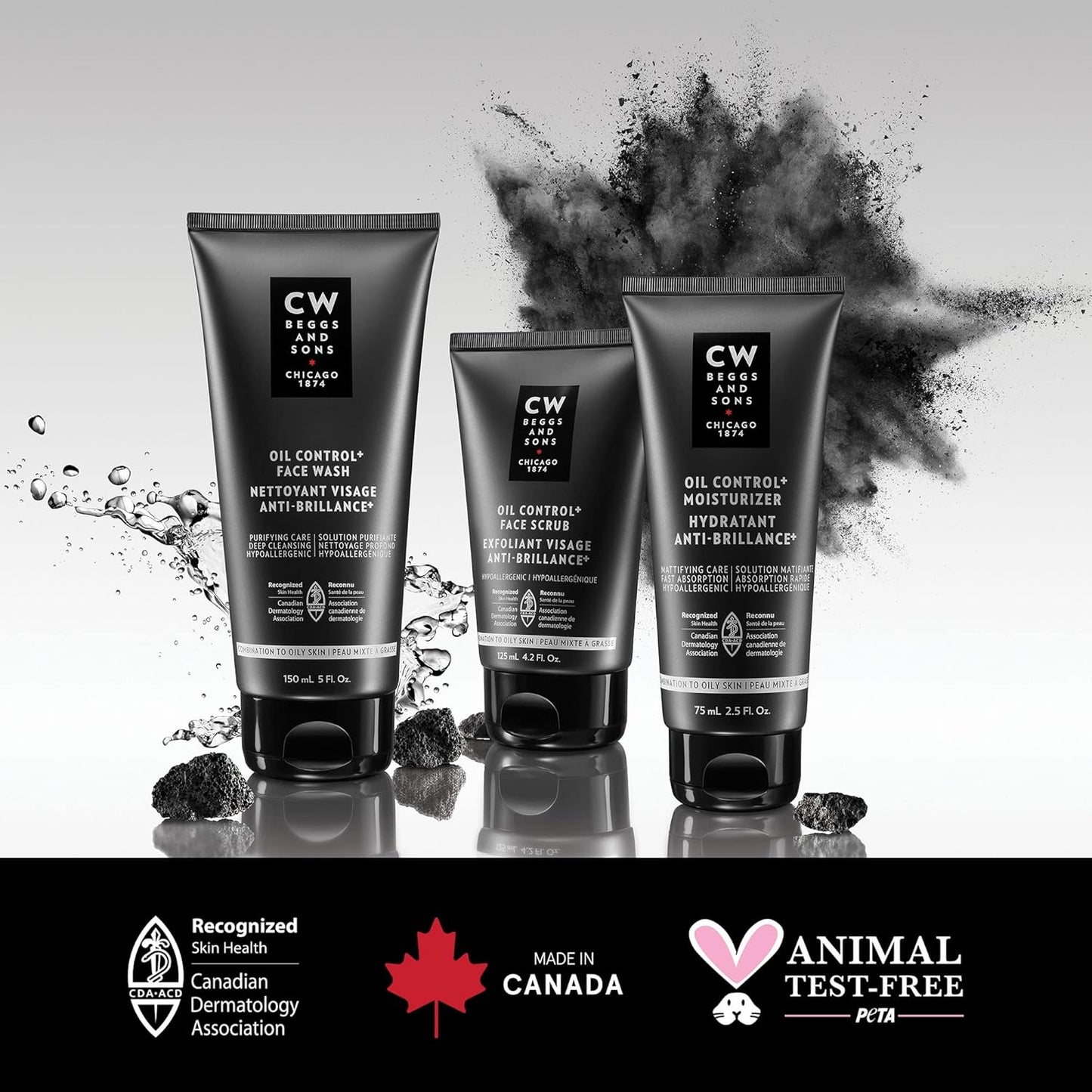 CW Beggs Oil Control+ Moisturizer for Men, Oily Skin, Face Cream, Hypoallergenic, Fragrance-Free, Paraben-Free, Alcohol-Free, Mineral Oil-Free, Cruelty-Free