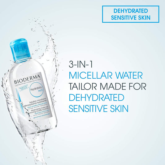 Bioderma Hydrabio H2O Micellar Water, Cleansing and Makeup Removing Gentle Face Cleanser for Dehydrated Sensitive Skin, 500mL