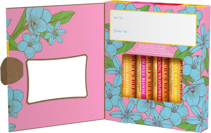 Burt’s Bees 盛开润唇膏套装 - 男女通用，4 件装（原味蜂蜡、火龙果柠檬、热带菠萝、草莓）每件 0.15 盎司