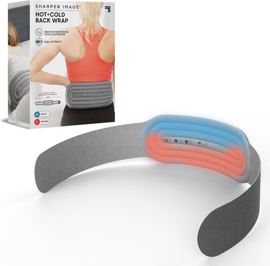 Sharper Image Hot + Cold Back Wrap, Dual Intensity Soft Fabric, 53" Length, Adjustable Comfort Fit, Soothing Heat & Revitalizing Cold Therapy, Workout Recovery Compression
