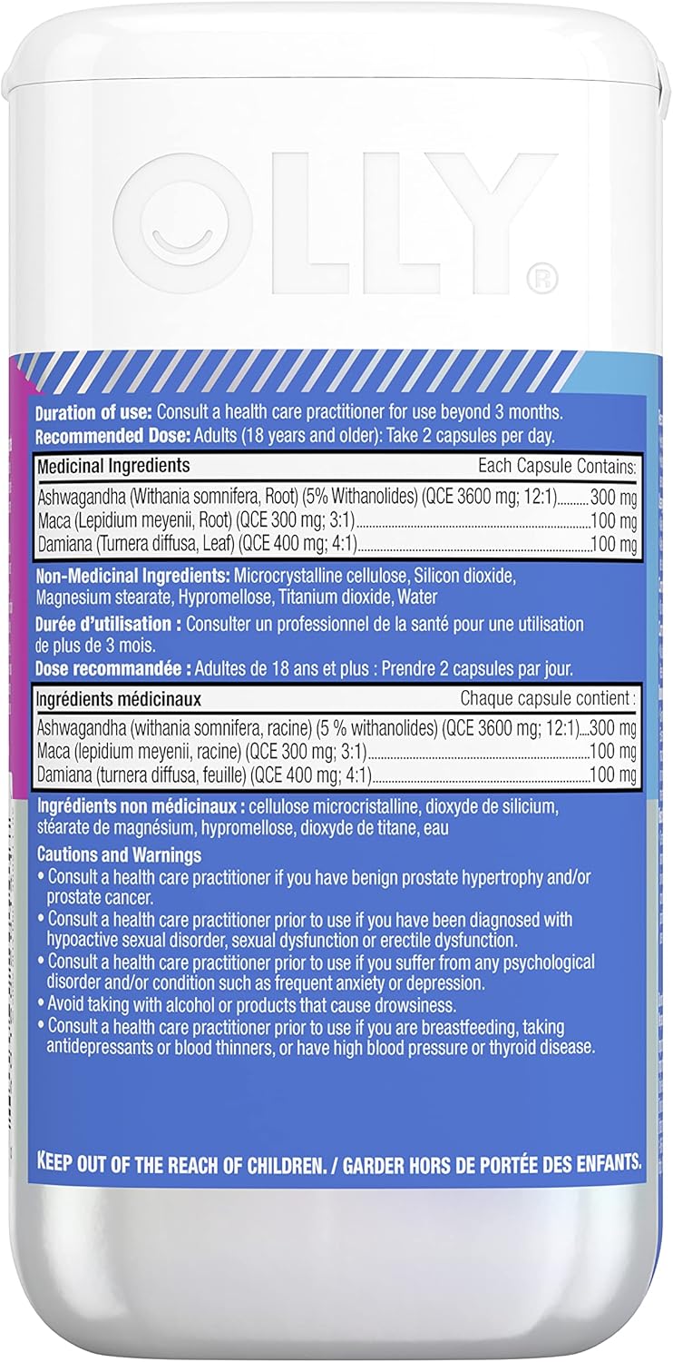 OLLY 补充胶囊支持性欲和感觉的生理方面，Lovin' Libido 补充剂，适合女性，含南非醉茄、达米阿那和玛卡，40 粒胶囊