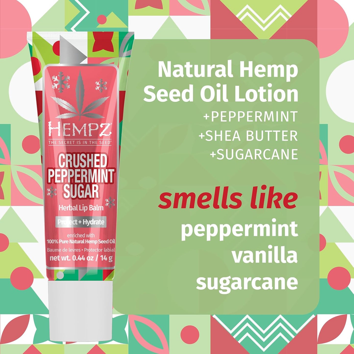 Hempz Crushed Peppermint Sugar Herbal Lip Balm .44 oz