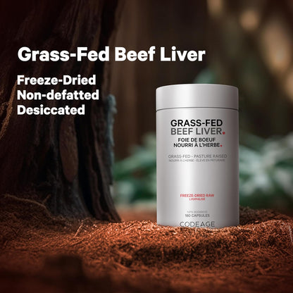 Codeage Grass Fed Beef Liver Supplement - Freeze Dried, Non-Defatted, Desiccated Beef Liver Glandulars Bovine Pills - Liver Health Foods Meat - Argentina Beef Vitamins For Liver - Non-GMO -180 Capsules