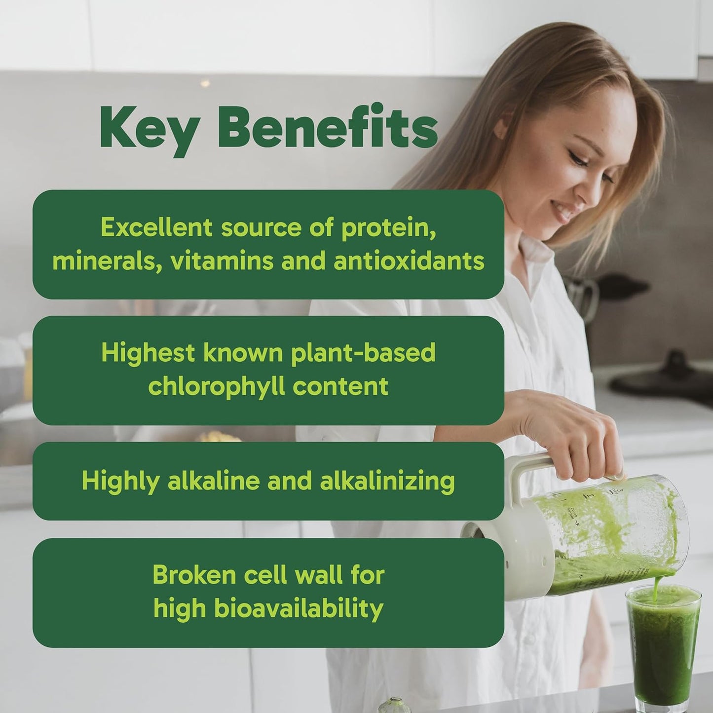 Organika 小球藻认证有机粉 - 破壁增强生物利用度，营养成分丰富，碱化，解毒 - 300克